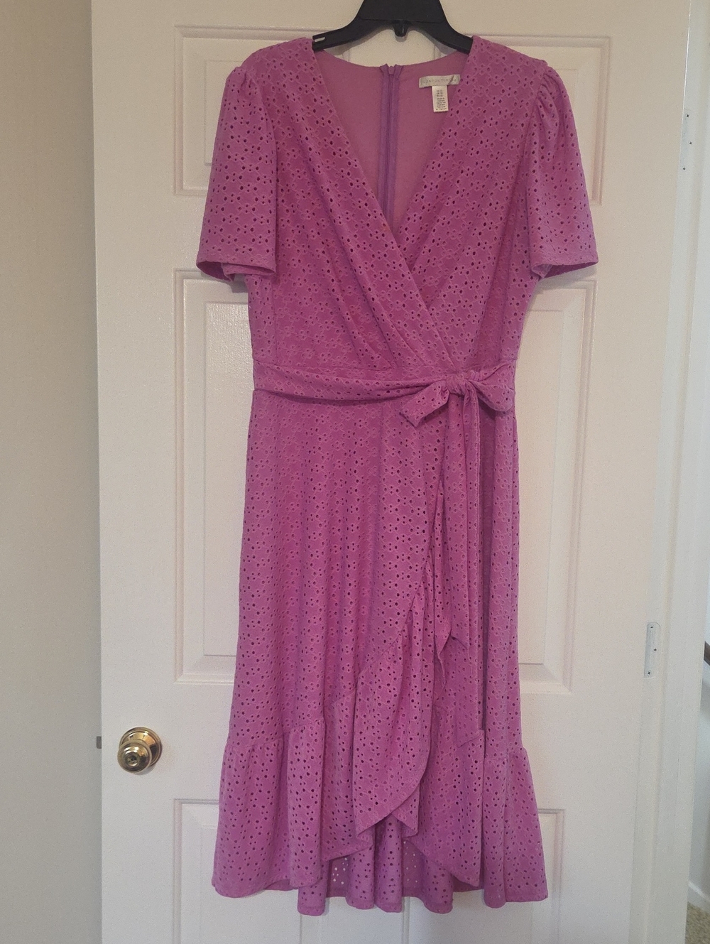 London Times Lilac Eyelet Wrap Dress